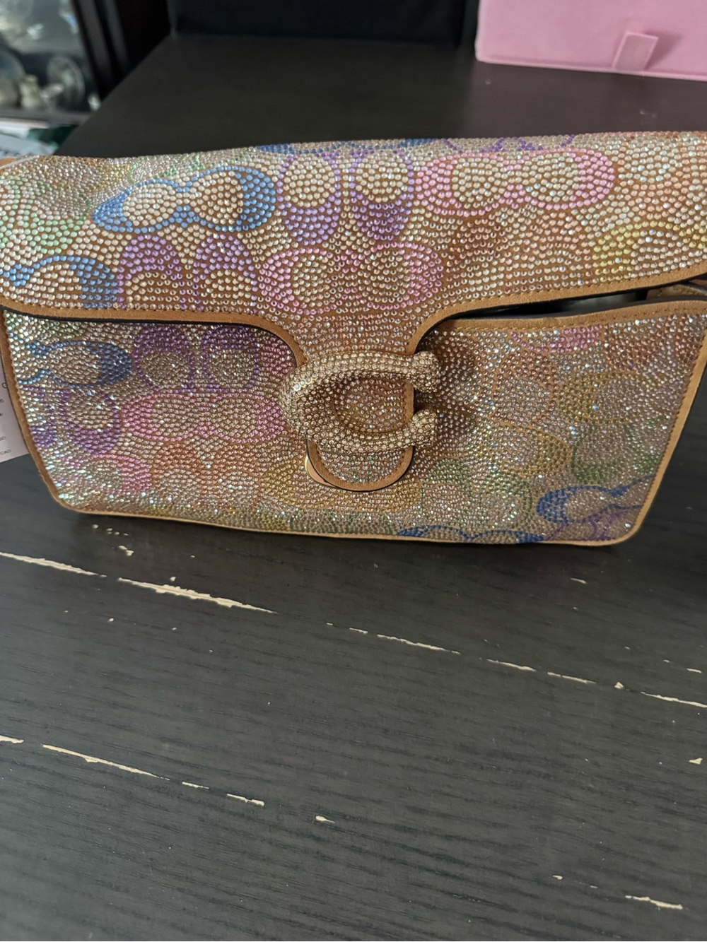 Coach rainbow Crystal-Embellished Multicolor Shoulder Bag